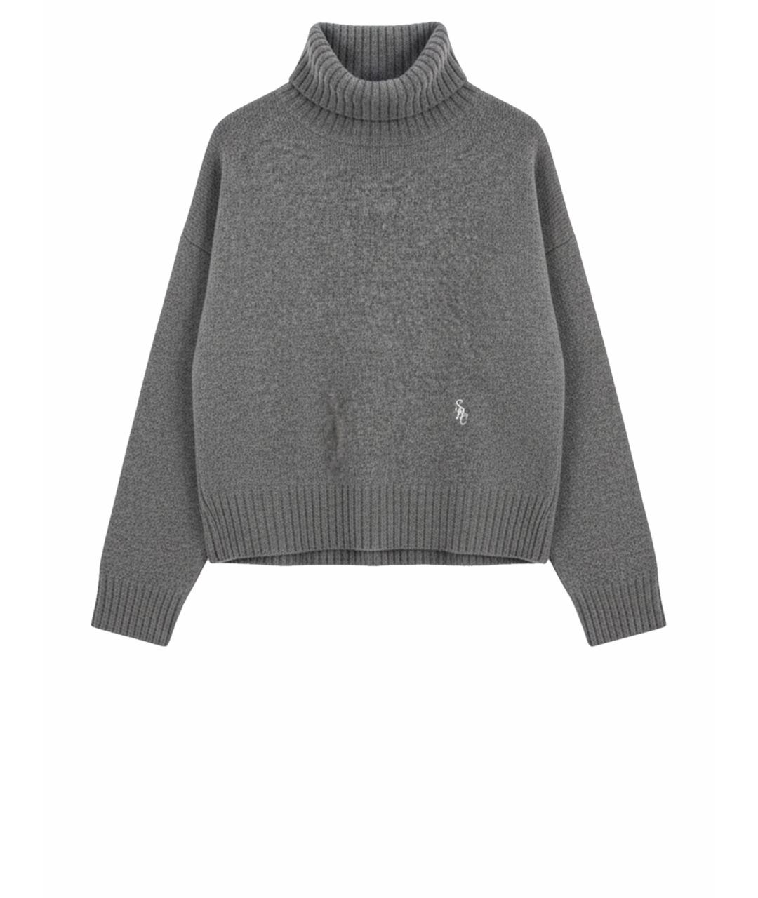 SPORTY AND RICH Серый шерстяной джемпер / свитер, фото 1