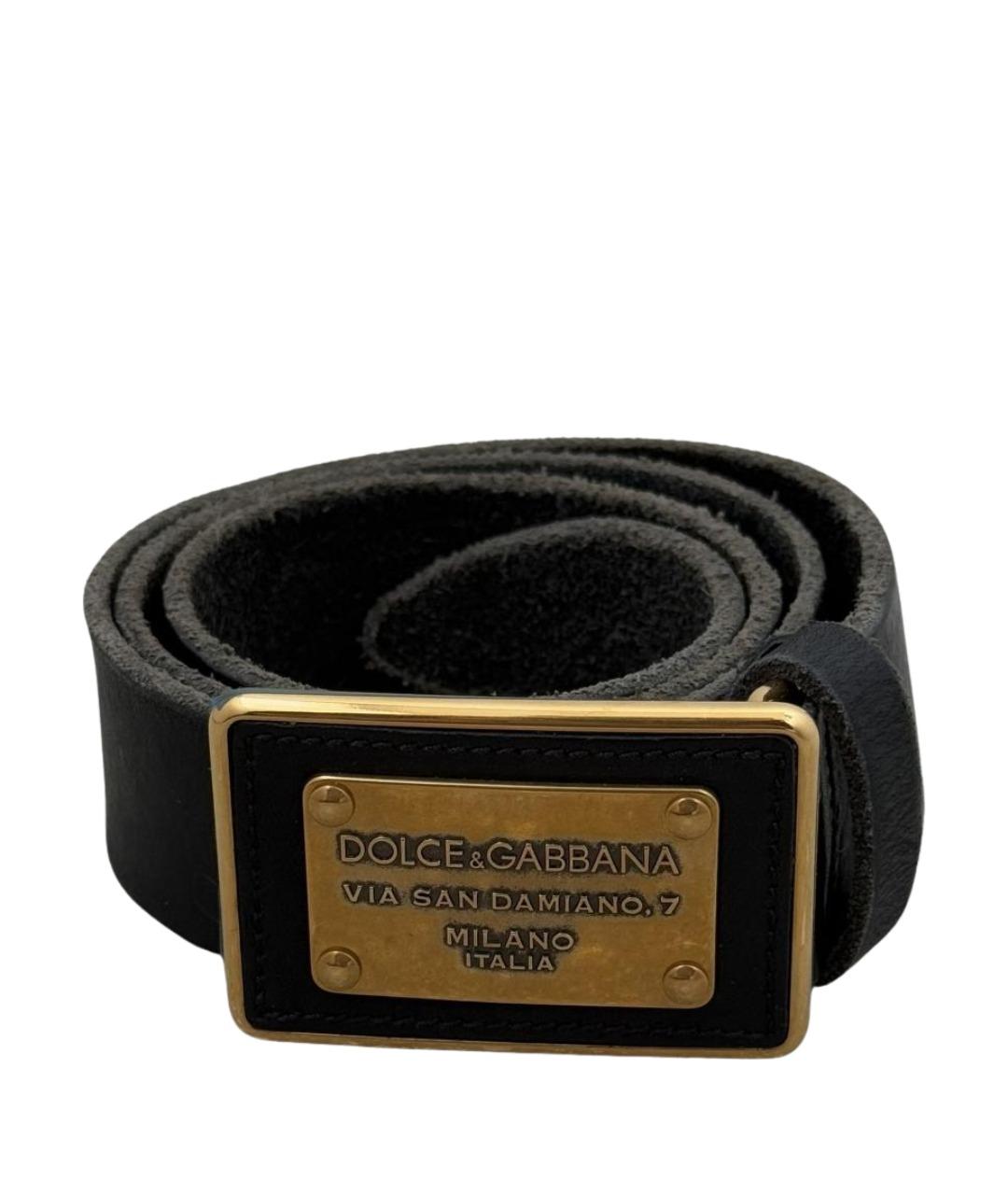 DOLCE&GABBANA Черный кожаный ремень, фото 1