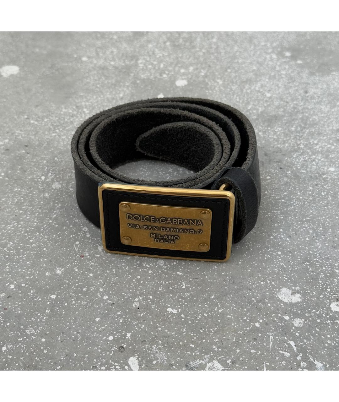 DOLCE&GABBANA Черный кожаный ремень, фото 2
