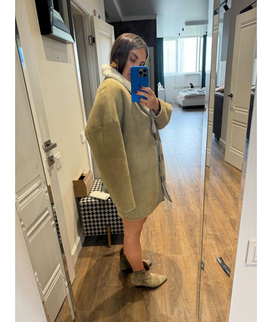 ISABEL MARANT Бежевая замшевая дубленка, фото 5