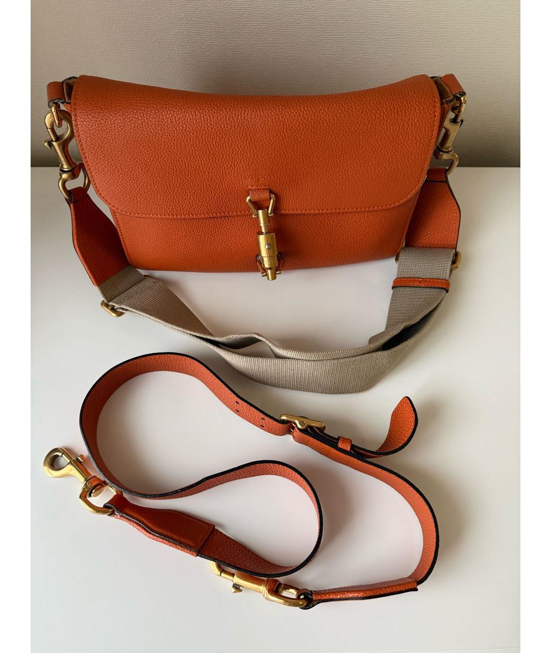 GUCCI Оранжевая кожаная сумка через плечо, фото 6