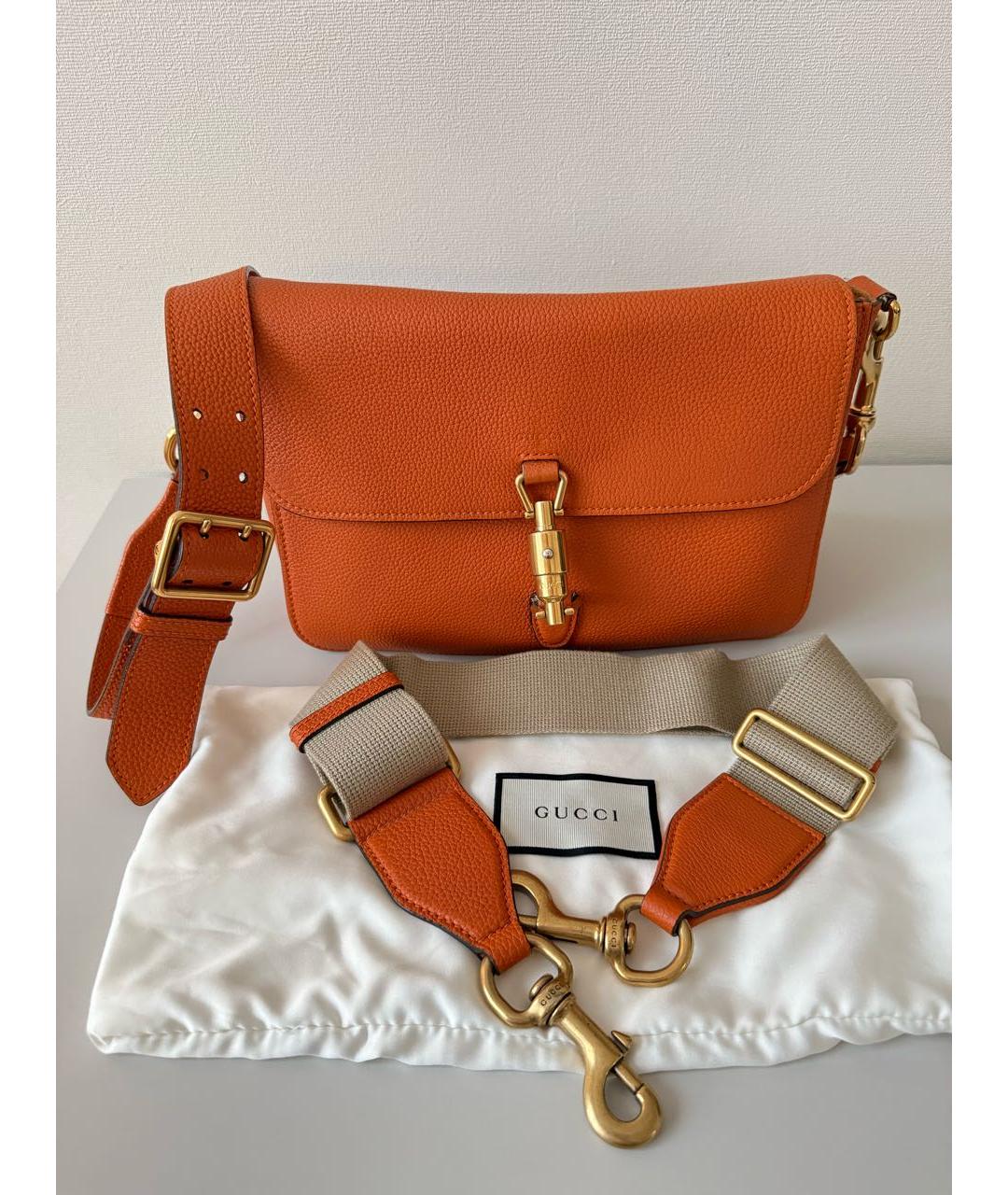 GUCCI Оранжевая кожаная сумка через плечо, фото 7