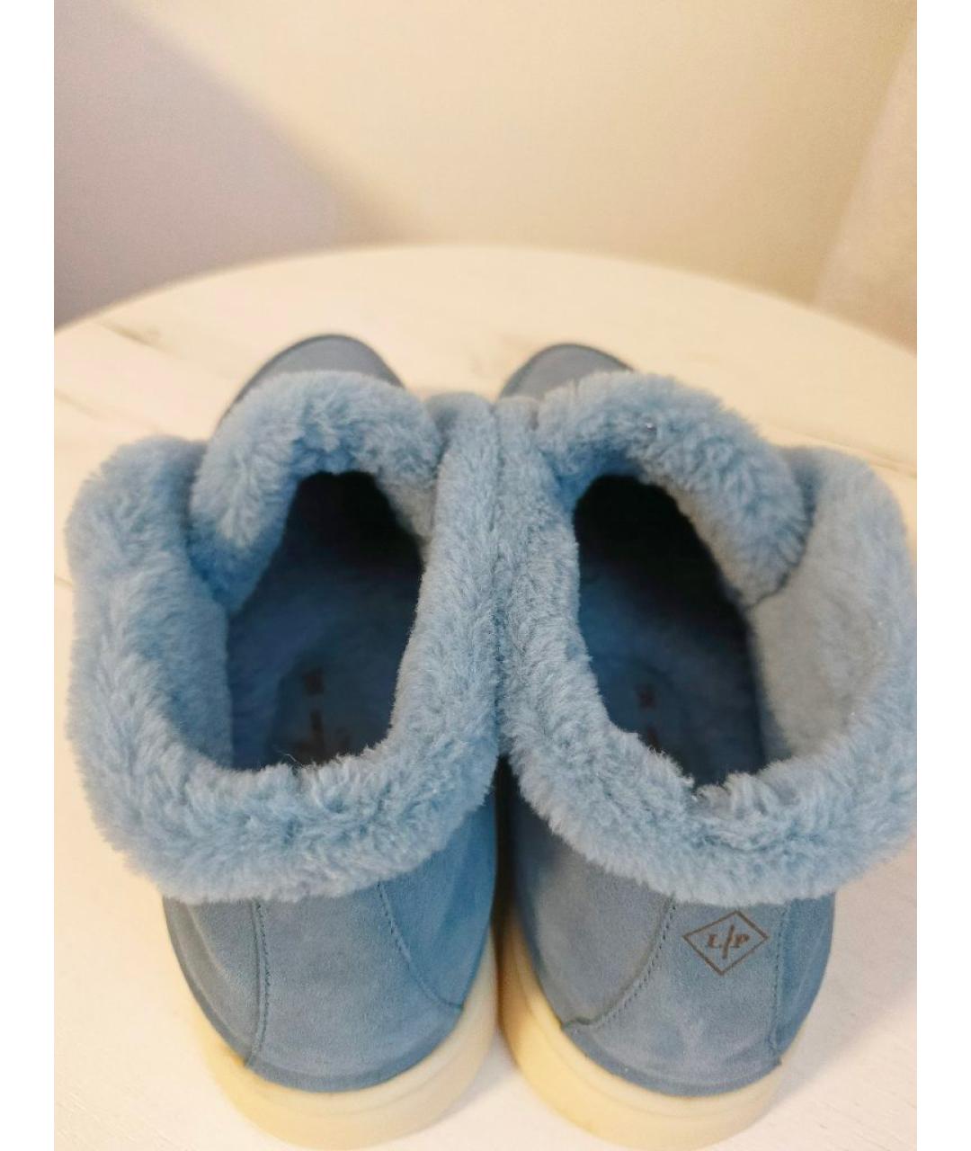LORO PIANA Голубые замшевые лоферы, фото 4