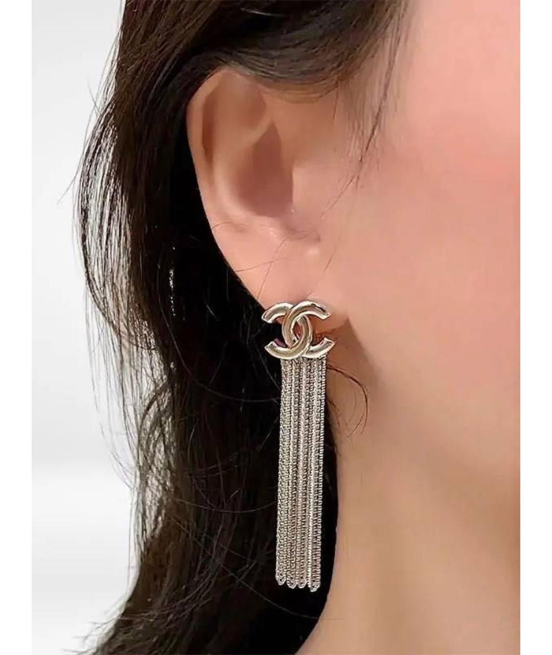 CHANEL Серебряные металлические серьги, фото 3
