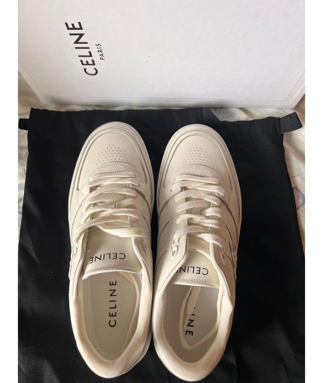 CELINE Бежевые кожаные кеды, фото 3