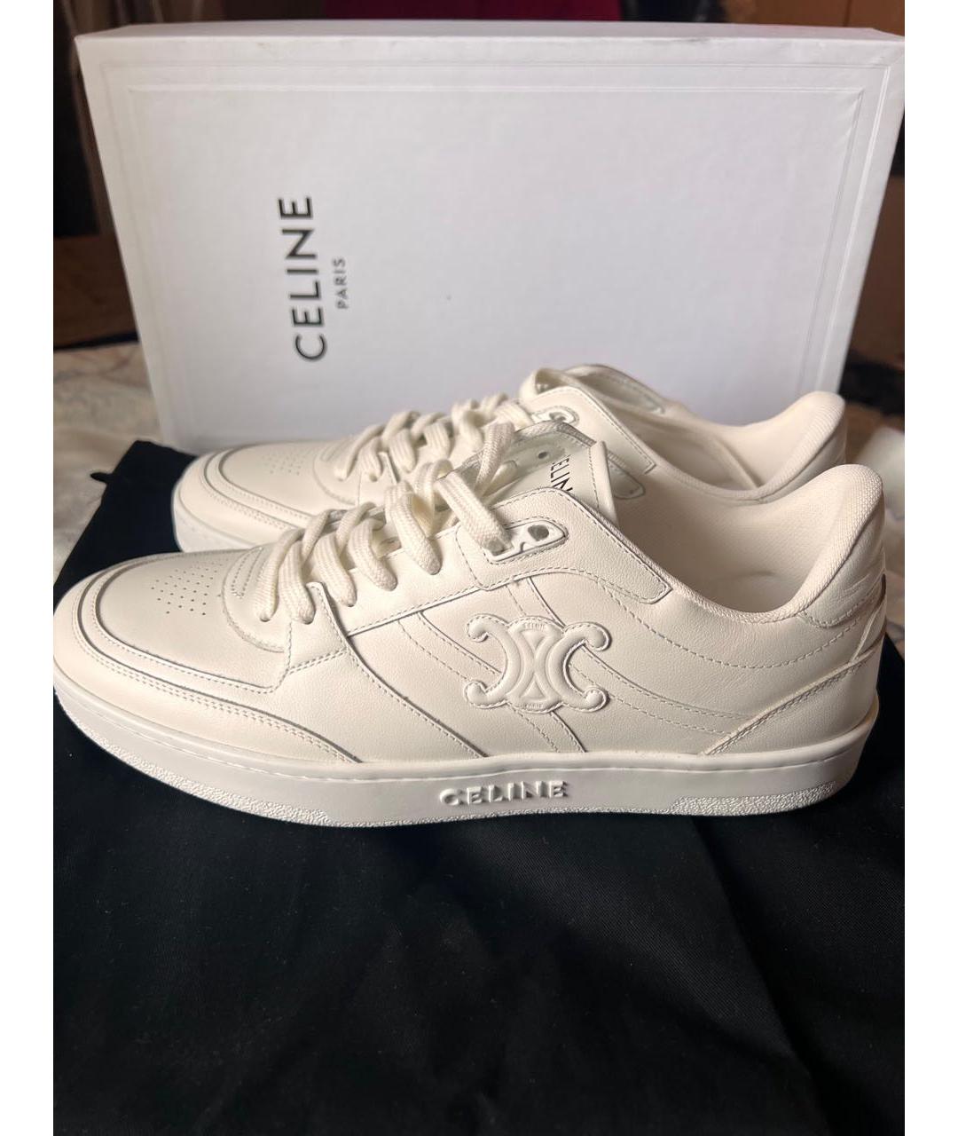 CELINE Бежевые кожаные кеды, фото 5