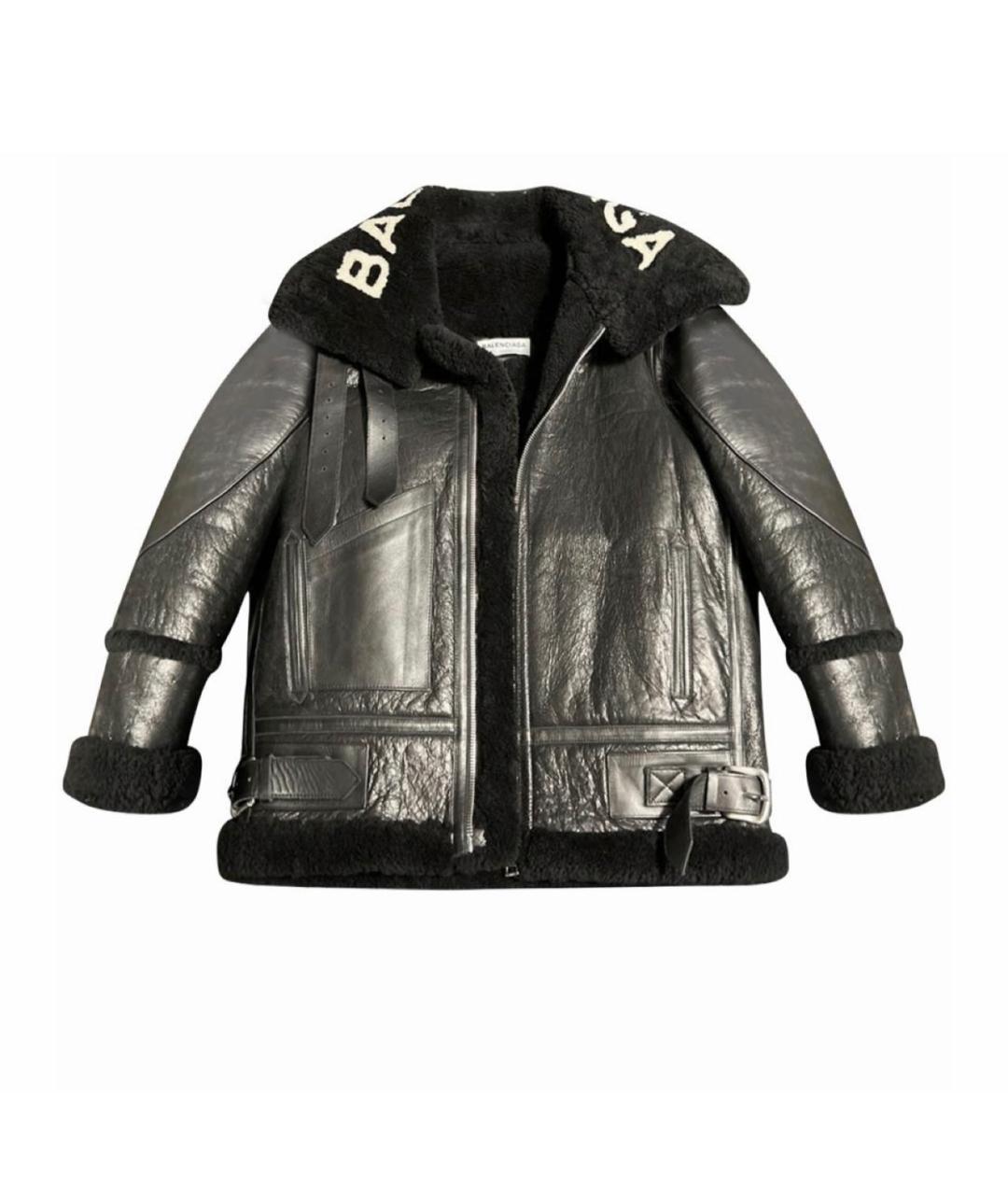 BALENCIAGA Черная кожаная дубленка, фото 1