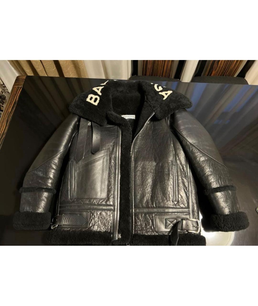 BALENCIAGA Черная кожаная дубленка, фото 2