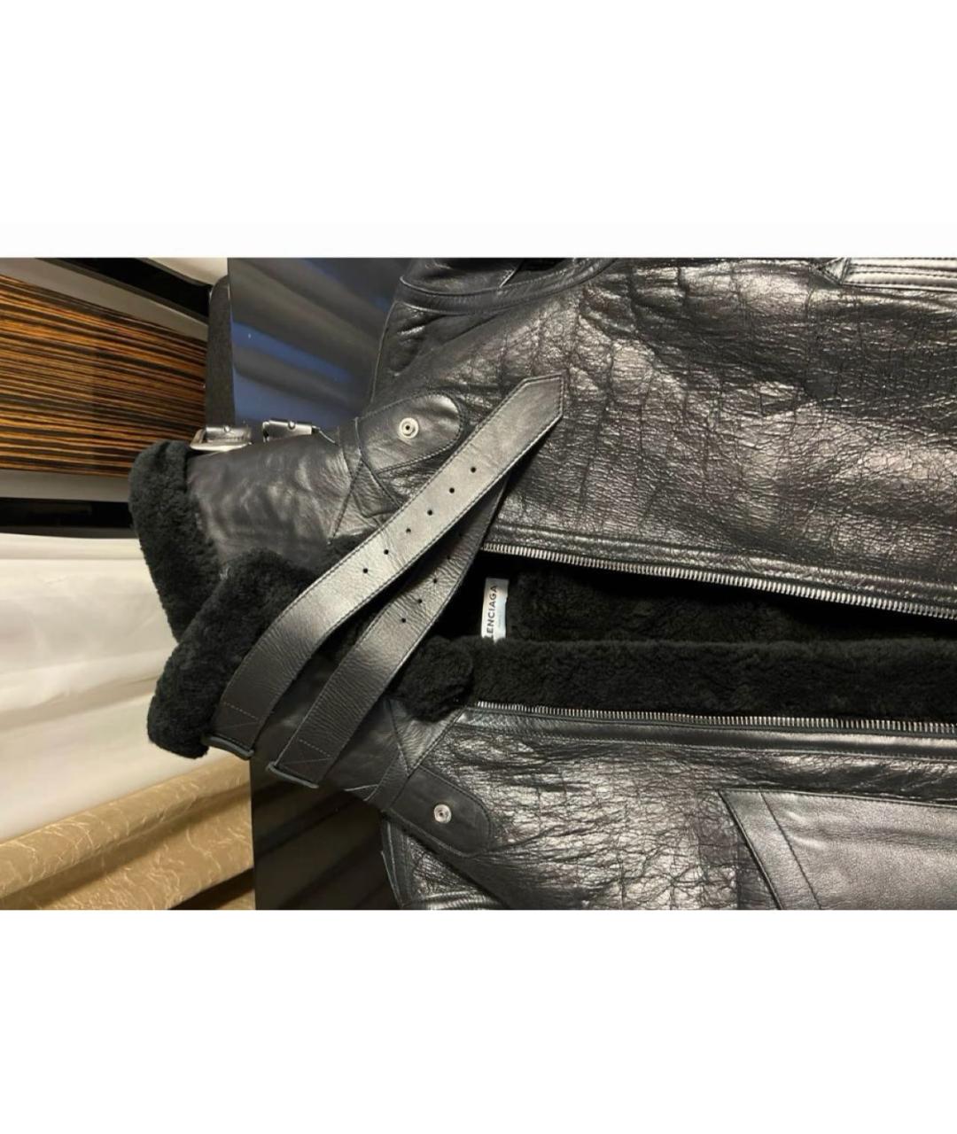 BALENCIAGA Черная кожаная дубленка, фото 3