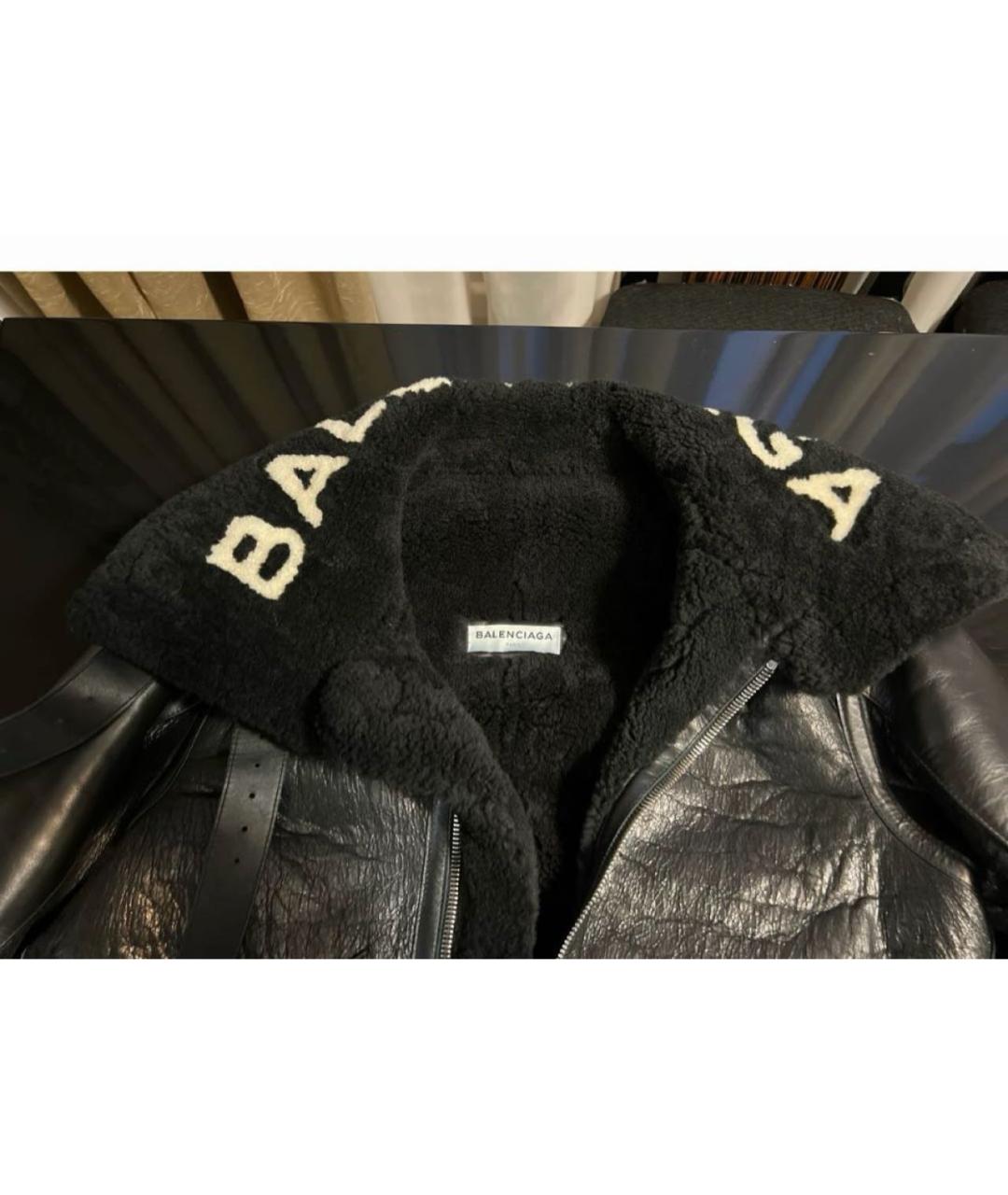 BALENCIAGA Черная кожаная дубленка, фото 5