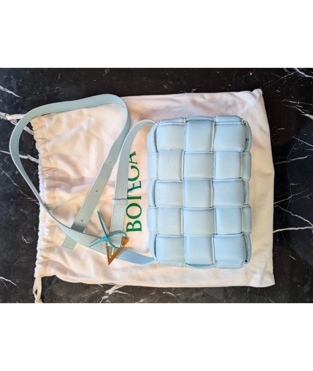 BOTTEGA VENETA Голубая кожаная сумка через плечо, фото 7