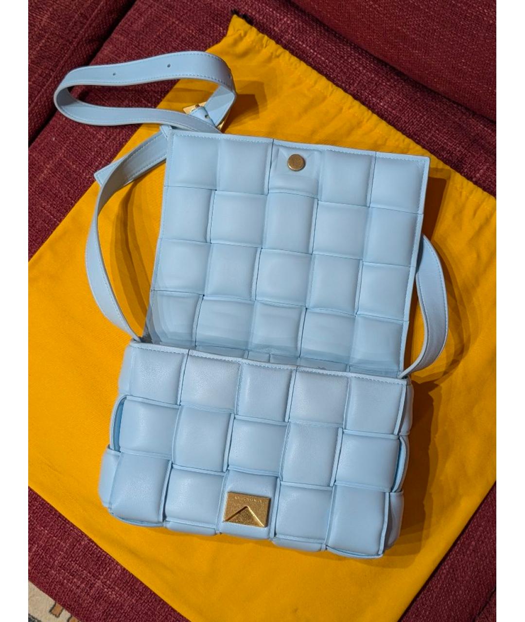 BOTTEGA VENETA Голубая кожаная сумка через плечо, фото 3