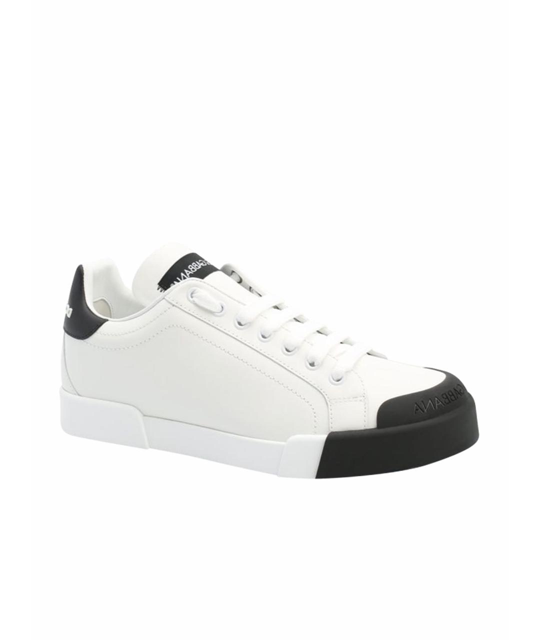 DOLCE&GABBANA Белые кожаные кроссовки, фото 1