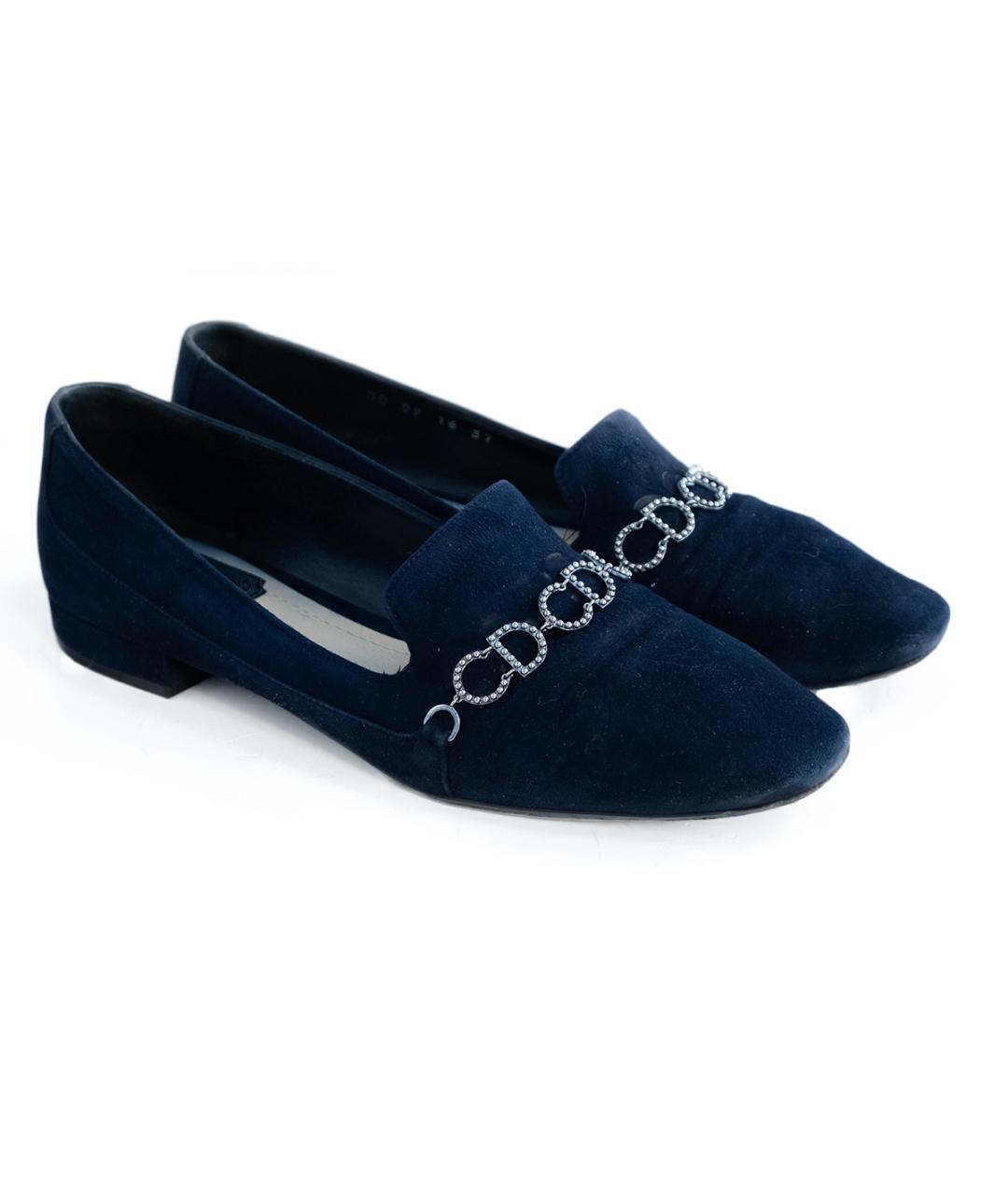 CHRISTIAN DIOR Темно-синие замшевые лоферы, фото 2