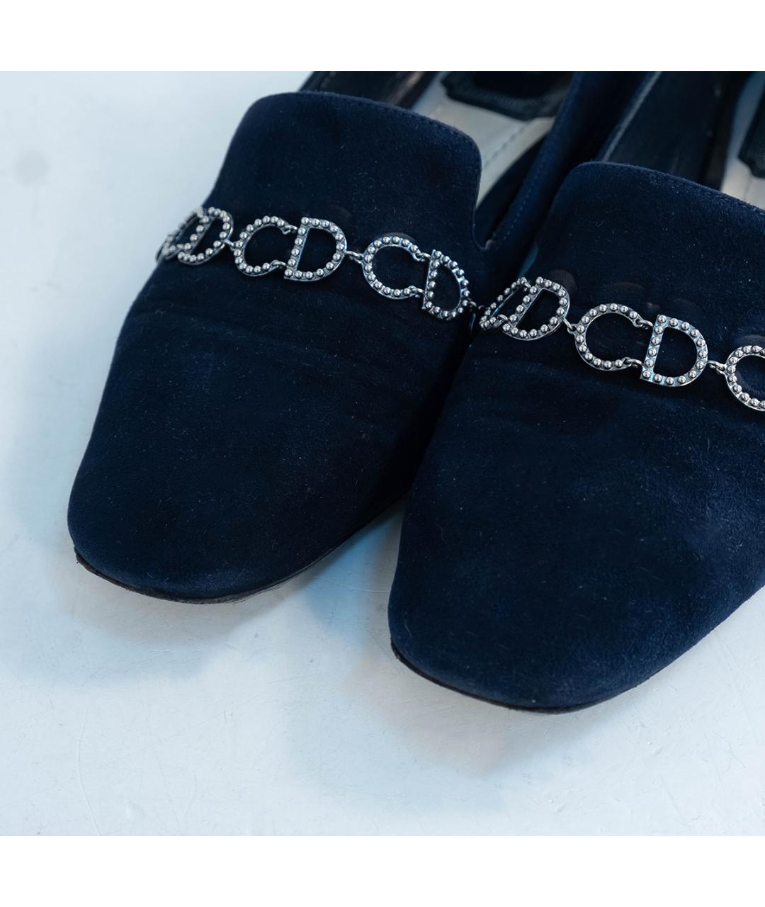 CHRISTIAN DIOR Темно-синие замшевые лоферы, фото 3
