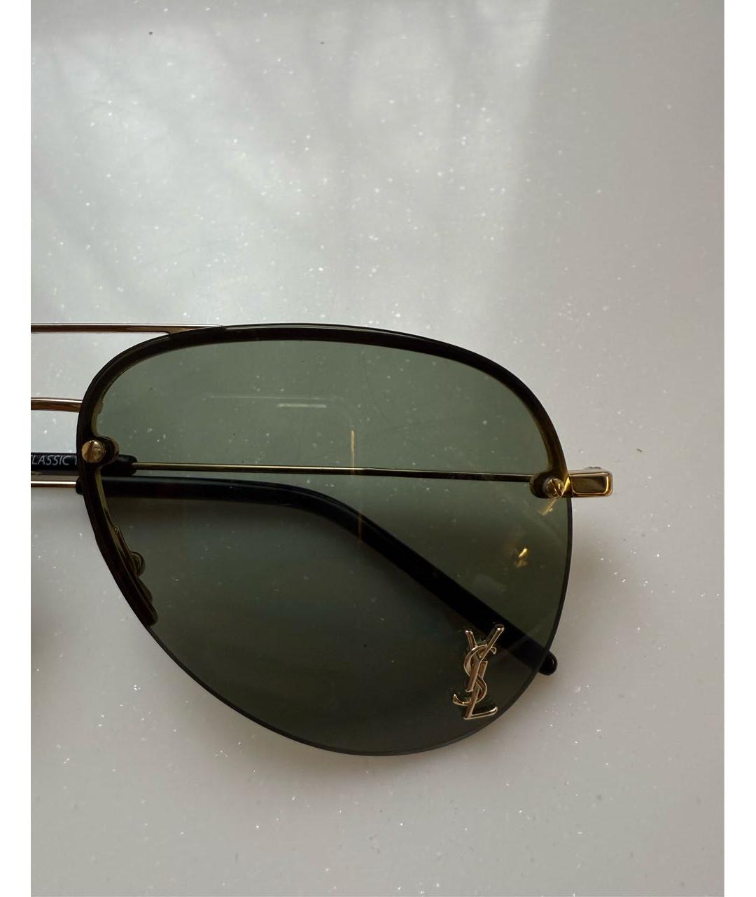 SAINT LAURENT Золотые металлические солнцезащитные очки, фото 5