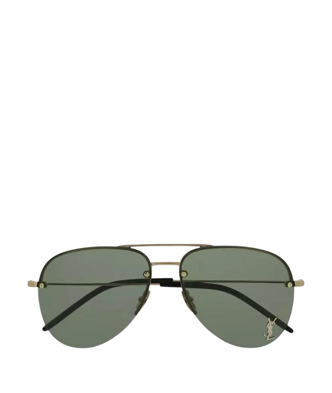 SAINT LAURENT Золотые металлические солнцезащитные очки, фото 1