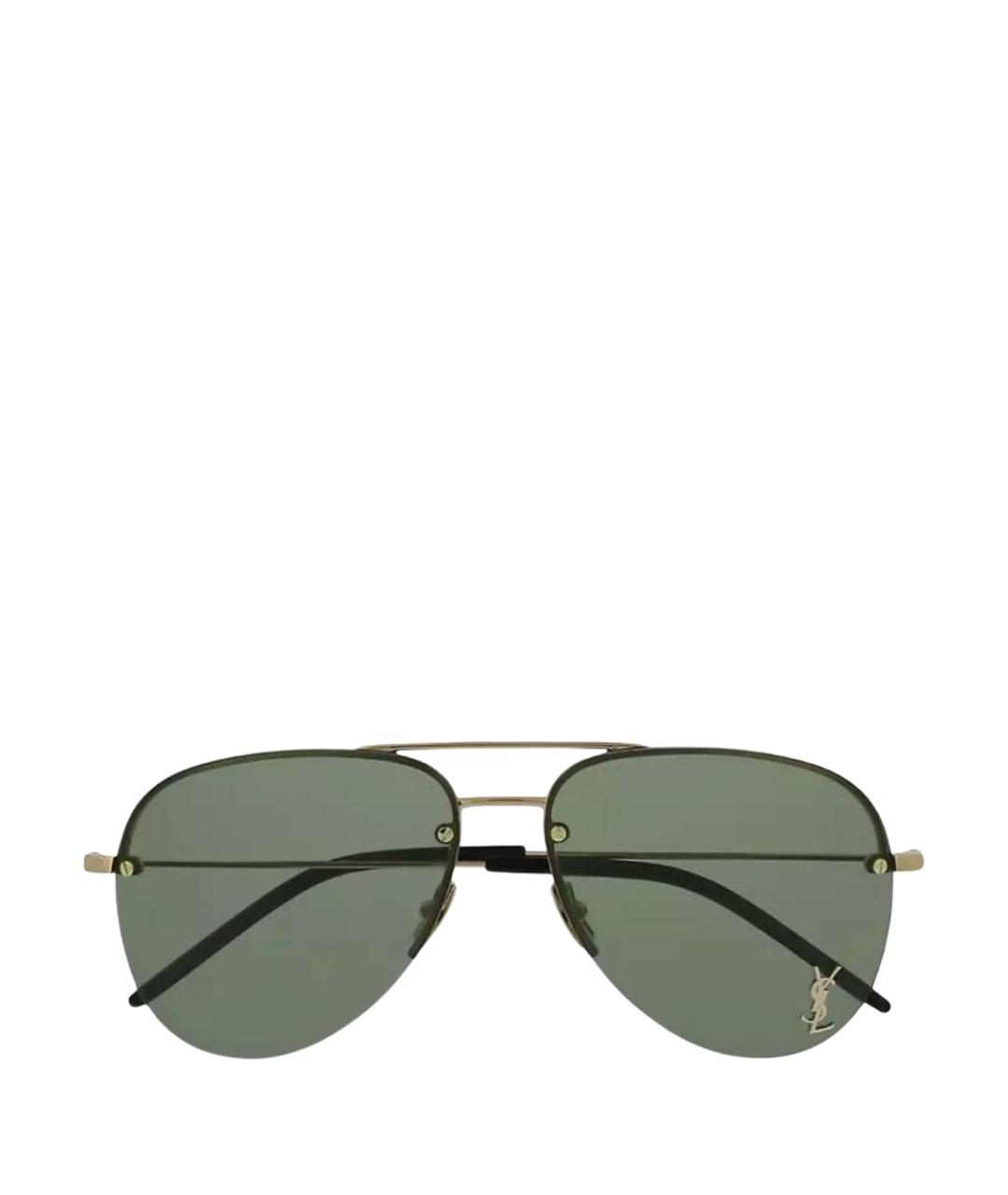 SAINT LAURENT Золотые металлические солнцезащитные очки, фото 8