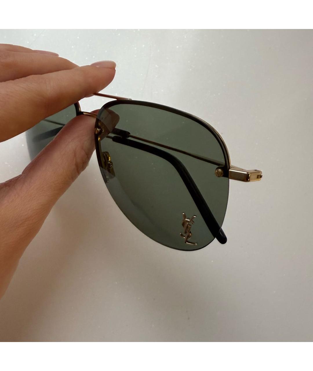 SAINT LAURENT Золотые металлические солнцезащитные очки, фото 4