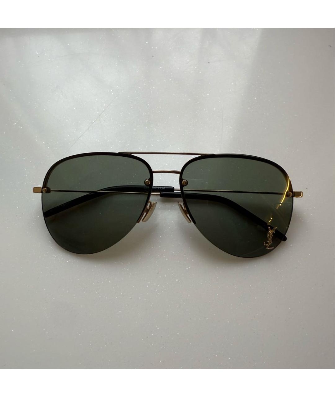 SAINT LAURENT Золотые металлические солнцезащитные очки, фото 3