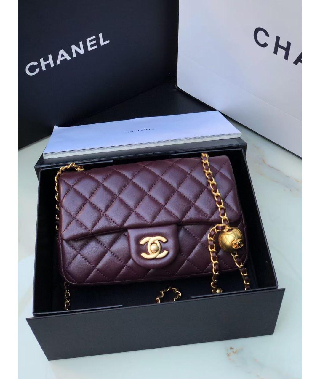 CHANEL Бордовая кожаная сумка через плечо, фото 2