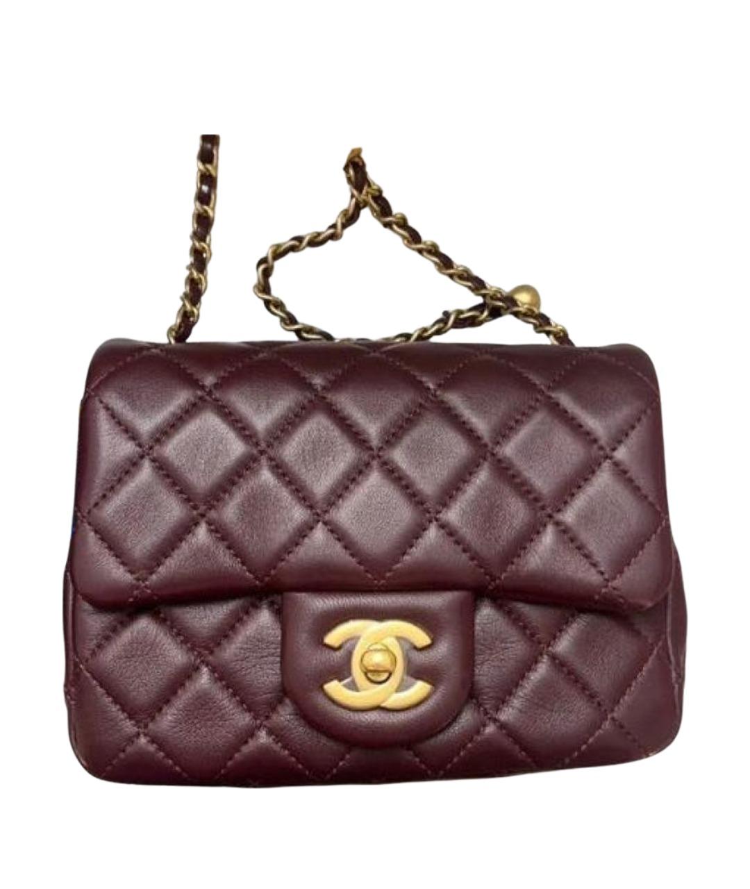CHANEL Бордовая кожаная сумка через плечо, фото 1