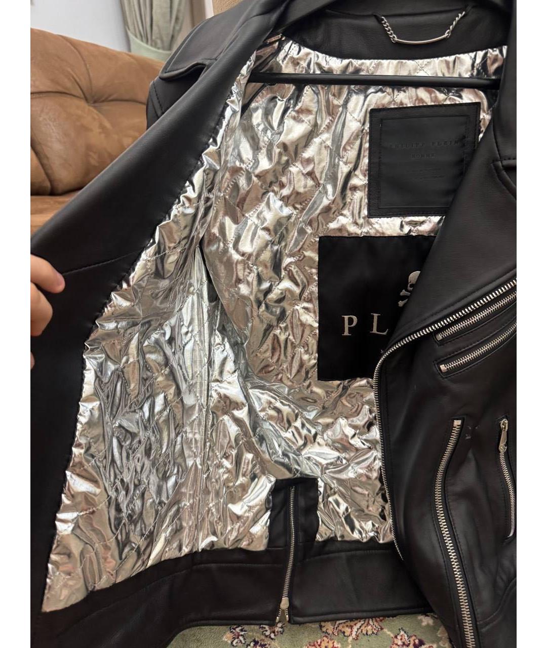 PHILIPP PLEIN Черная кожаная куртка, фото 4