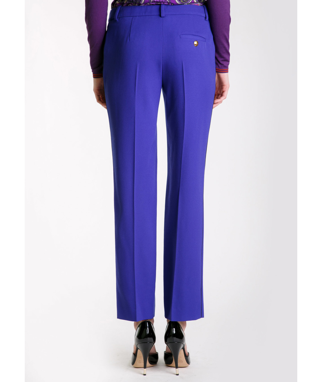 EMILIO PUCCI Фиолетовые шерстяные прямые брюки, фото 2