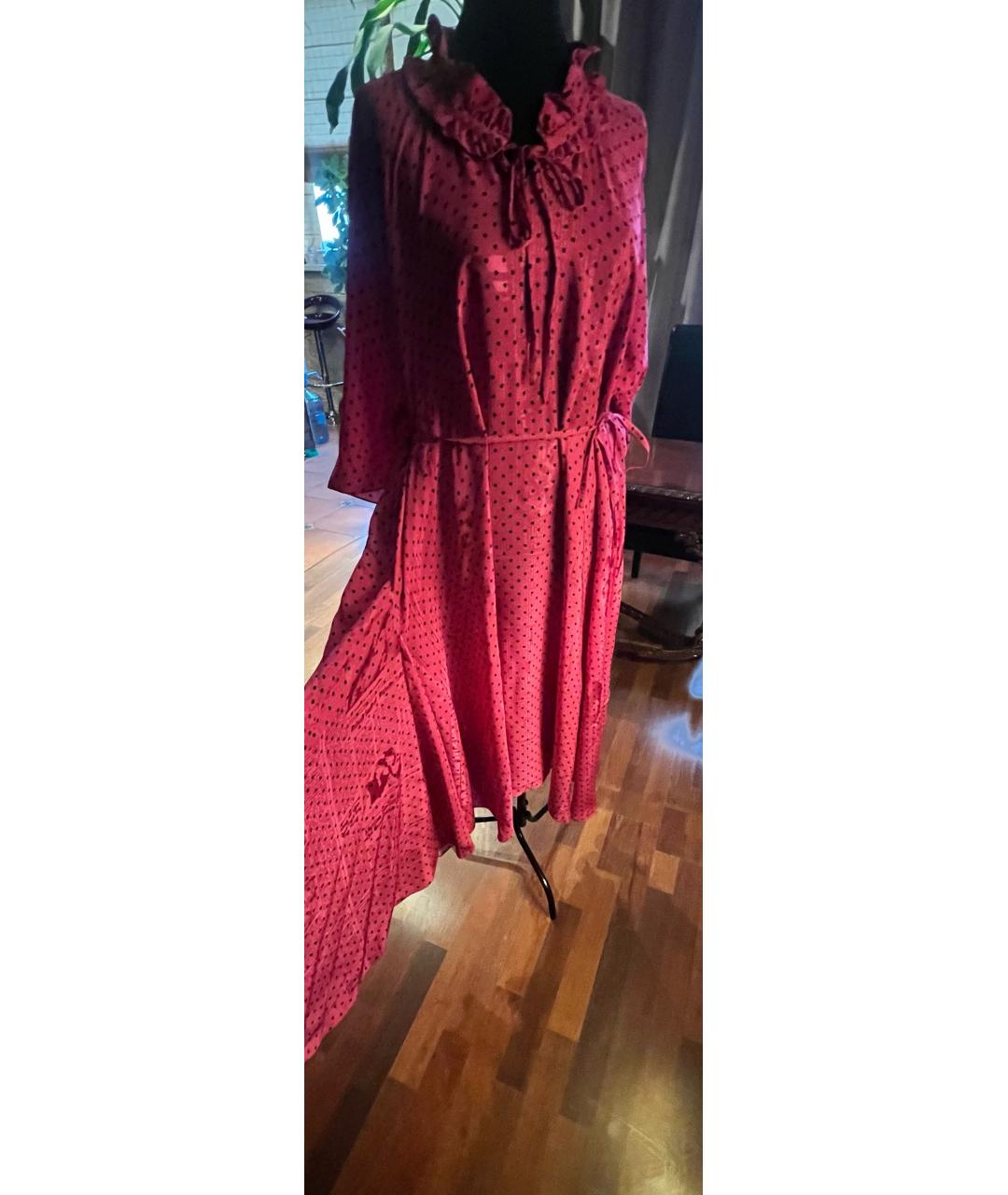 BALENCIAGA Бордовое вискозное повседневное платье, фото 3