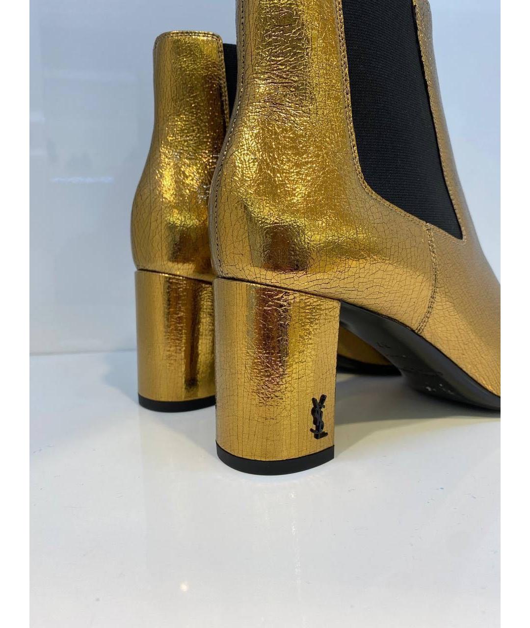 SAINT LAURENT Золотые ботильоны, фото 3