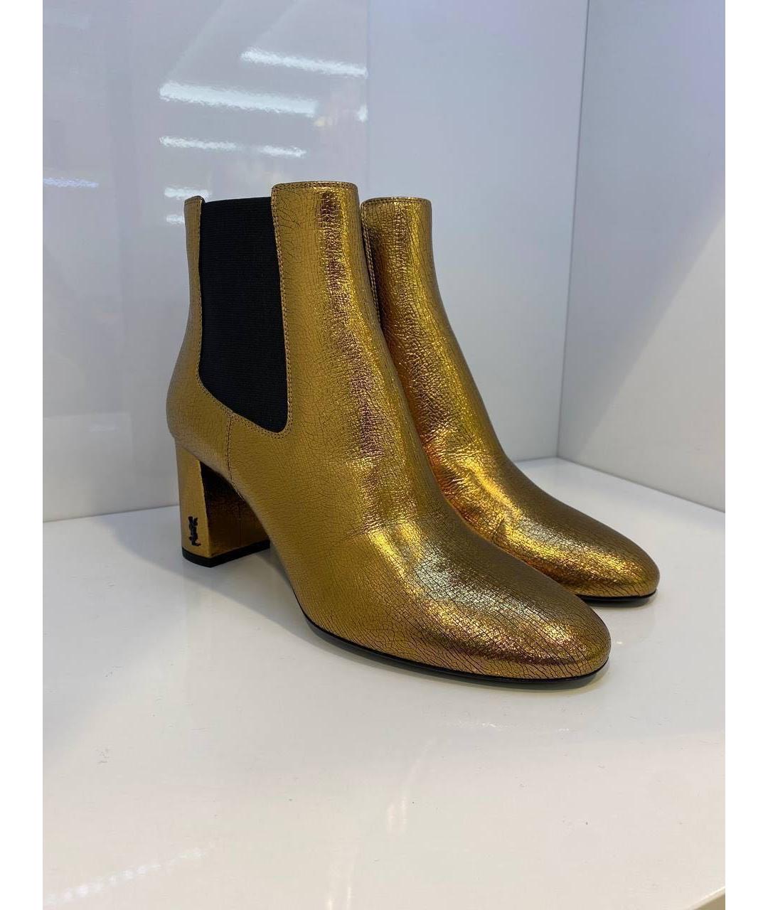 SAINT LAURENT Золотые ботильоны, фото 4