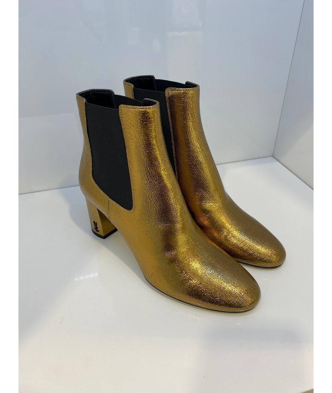 SAINT LAURENT Золотые ботильоны, фото 2