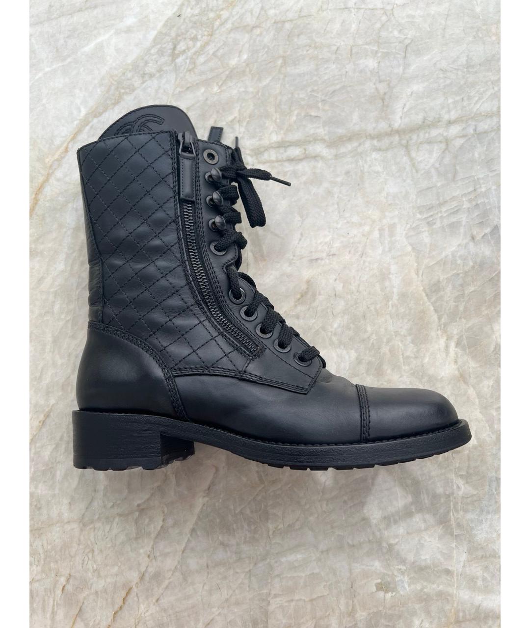 CHANEL Черные кожаные ботинки, фото 6