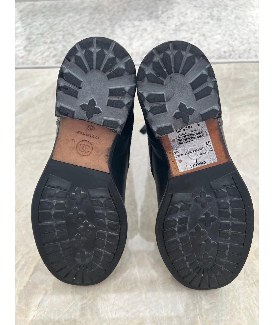 CHANEL Черные кожаные ботинки, фото 5