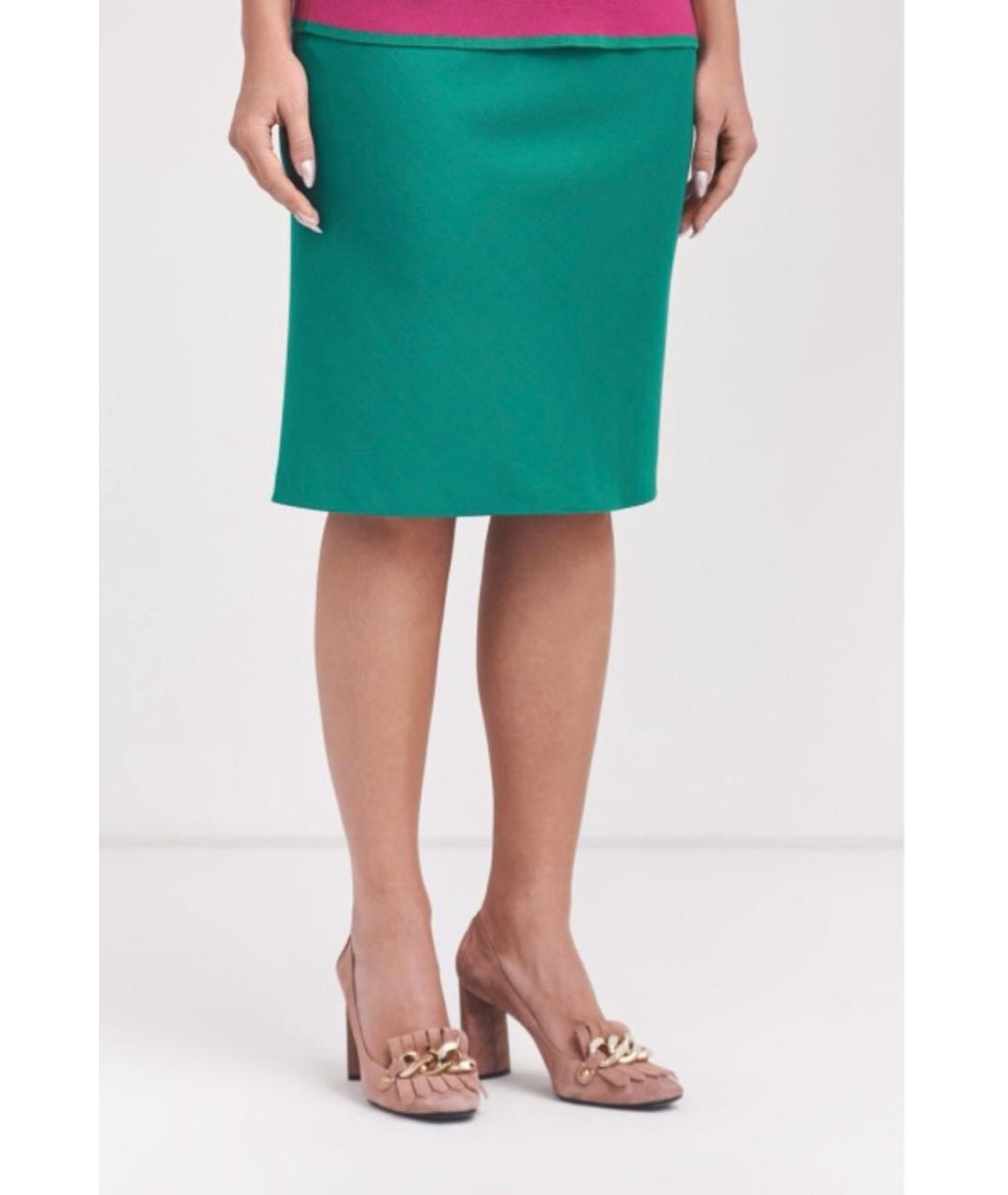 ESCADA Зеленая шерстяная юбка миди, фото 3