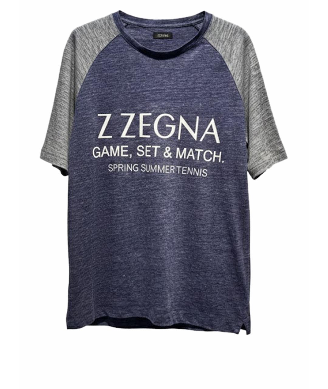 ZZEGNA Синяя хлопковая футболка, фото 1