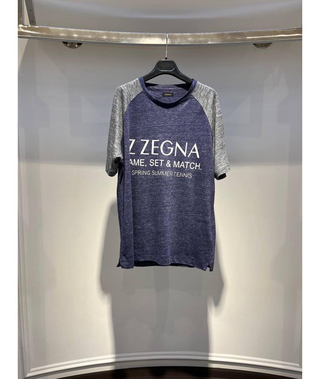 ZZEGNA Синяя хлопковая футболка, фото 3