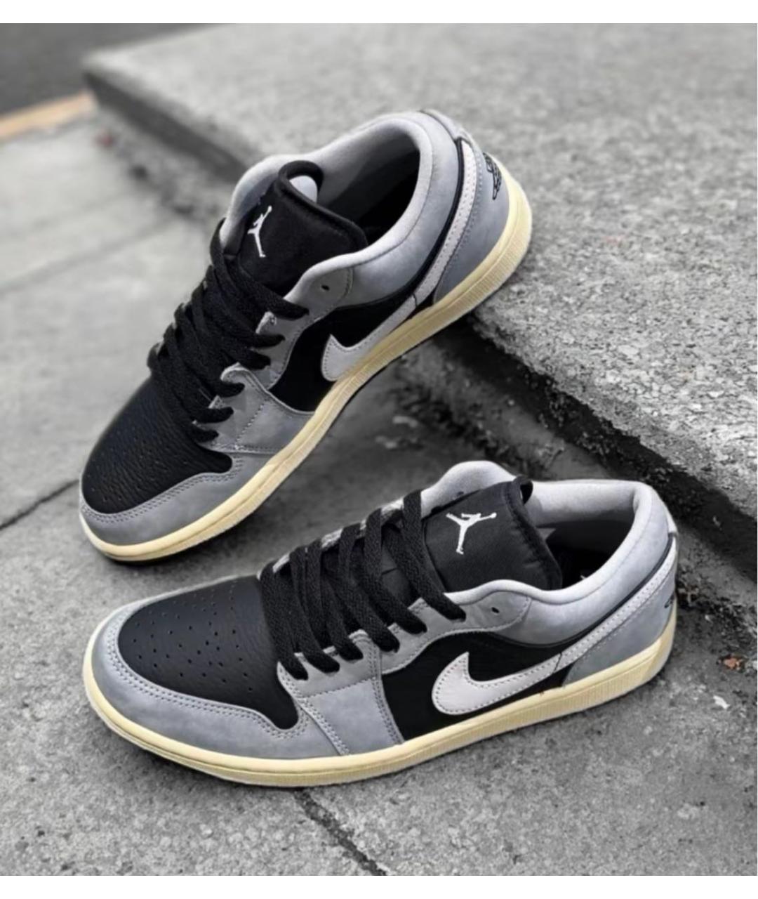 JORDAN Серые кожаные низкие кроссовки / кеды, фото 5