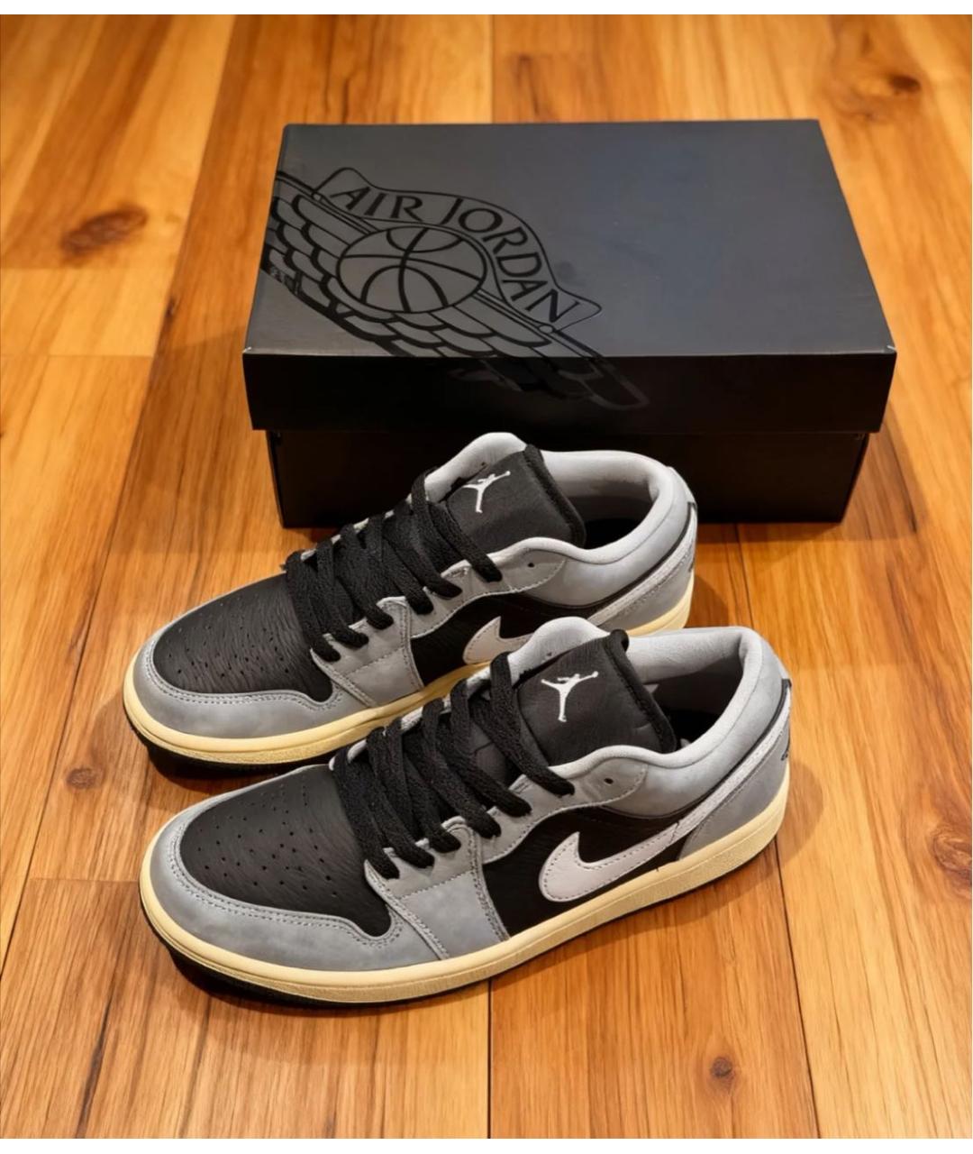 JORDAN Серые кожаные низкие кроссовки / кеды, фото 8