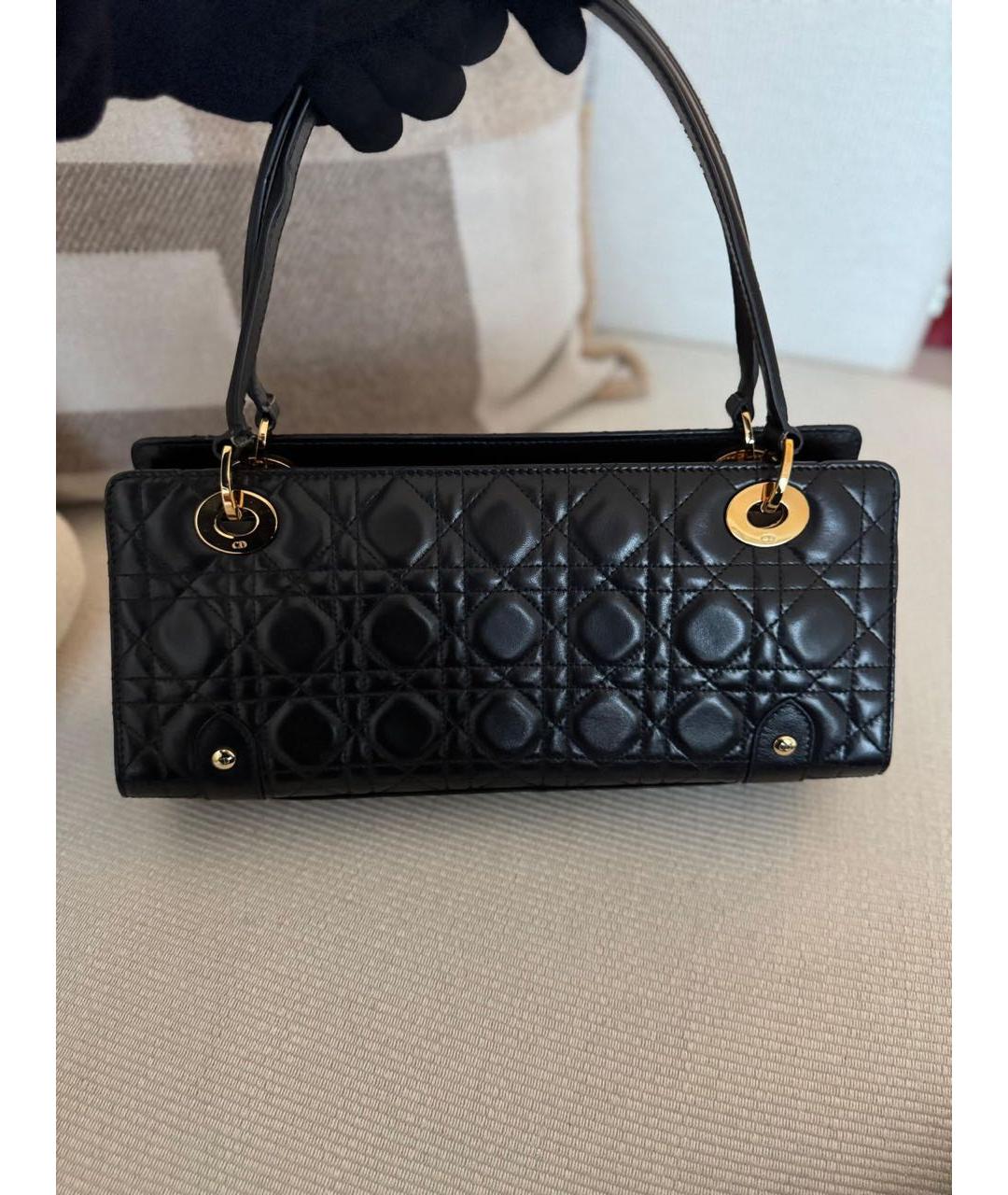 CHRISTIAN DIOR Черная кожаная сумка с короткими ручками, фото 9