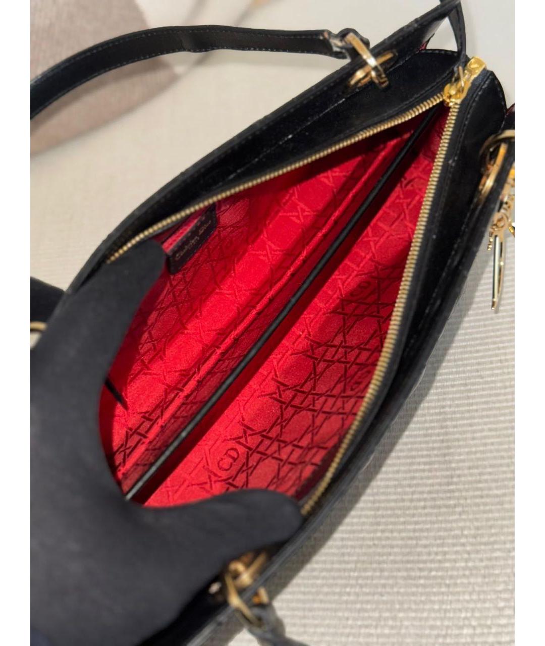 CHRISTIAN DIOR Черная кожаная сумка с короткими ручками, фото 7