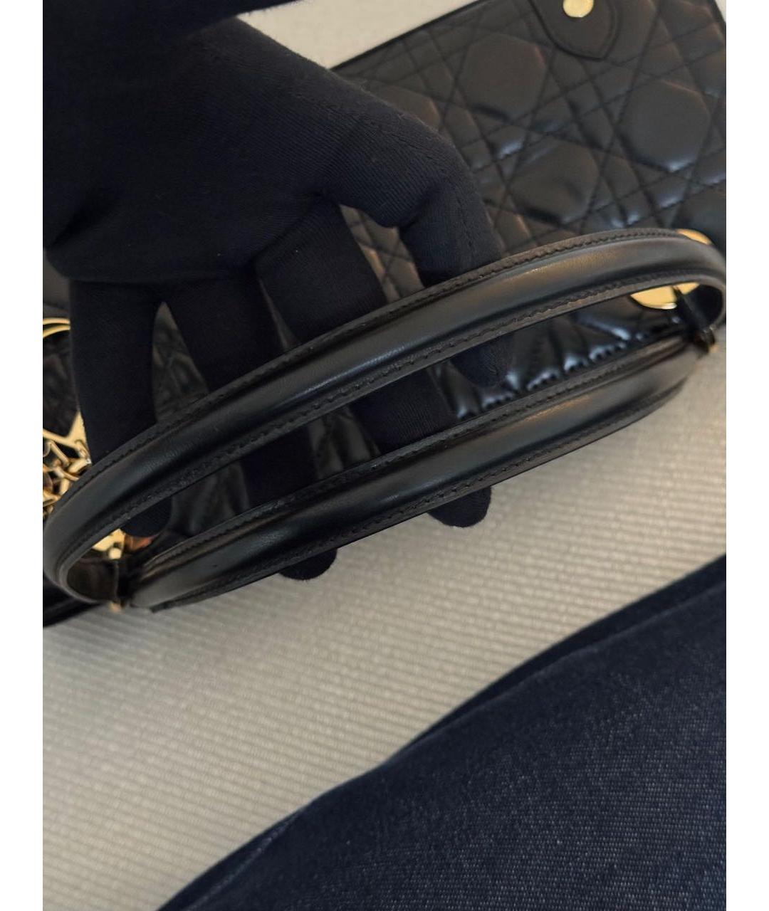 CHRISTIAN DIOR Черная кожаная сумка с короткими ручками, фото 3