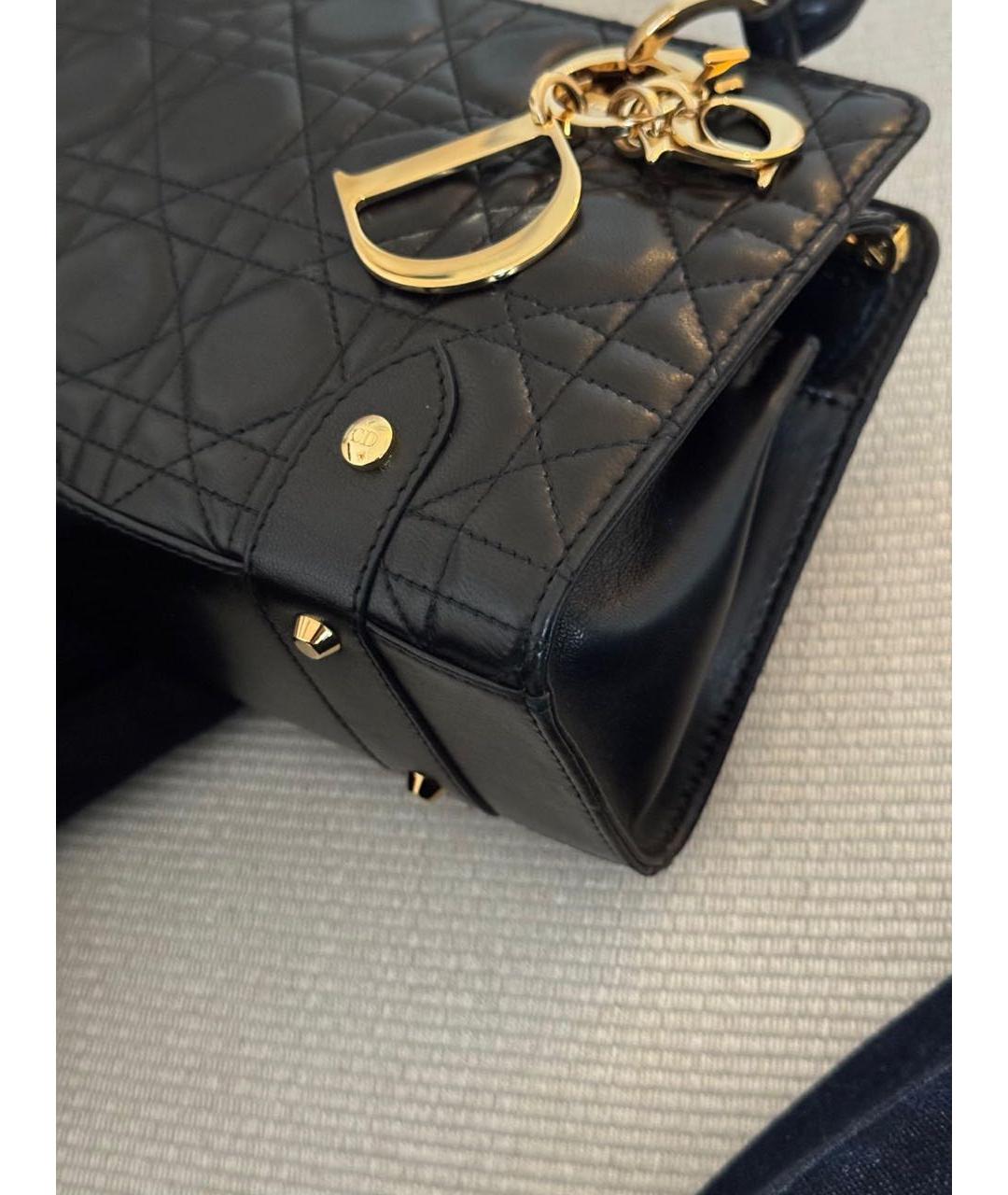 CHRISTIAN DIOR Черная кожаная сумка с короткими ручками, фото 4