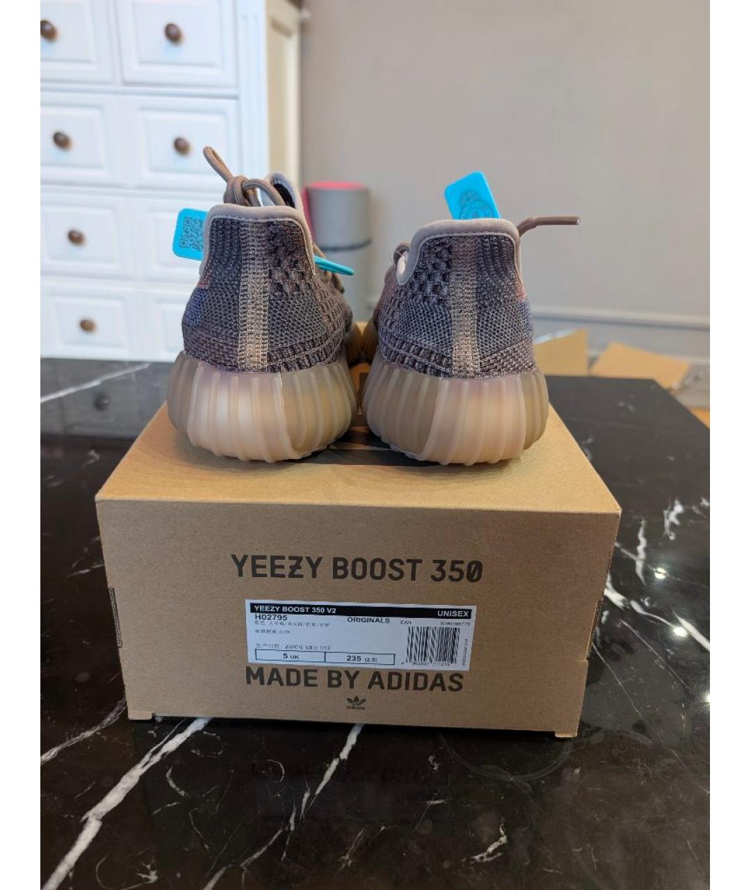 ADIDAS YEEZY Серые текстильные кроссовки, фото 4