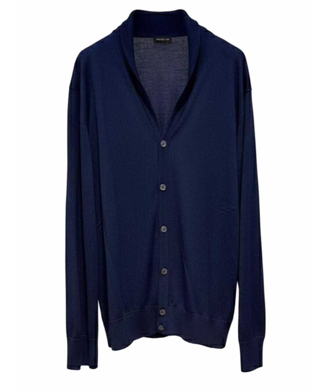 ZZEGNA Темно-синий шерстяной кардиган, фото 1