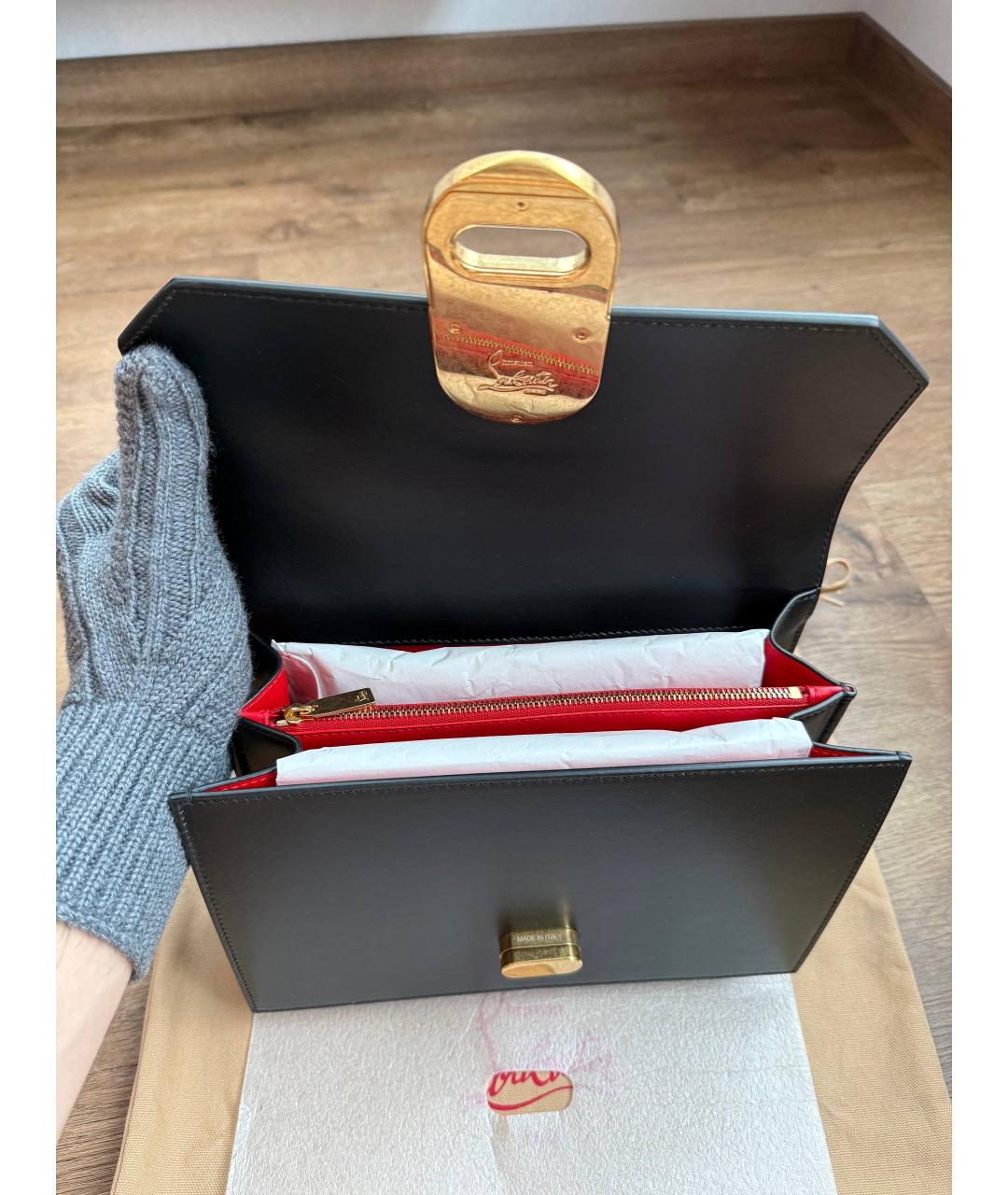 CHRISTIAN LOUBOUTIN Черная кожаная сумка с короткими ручками, фото 7