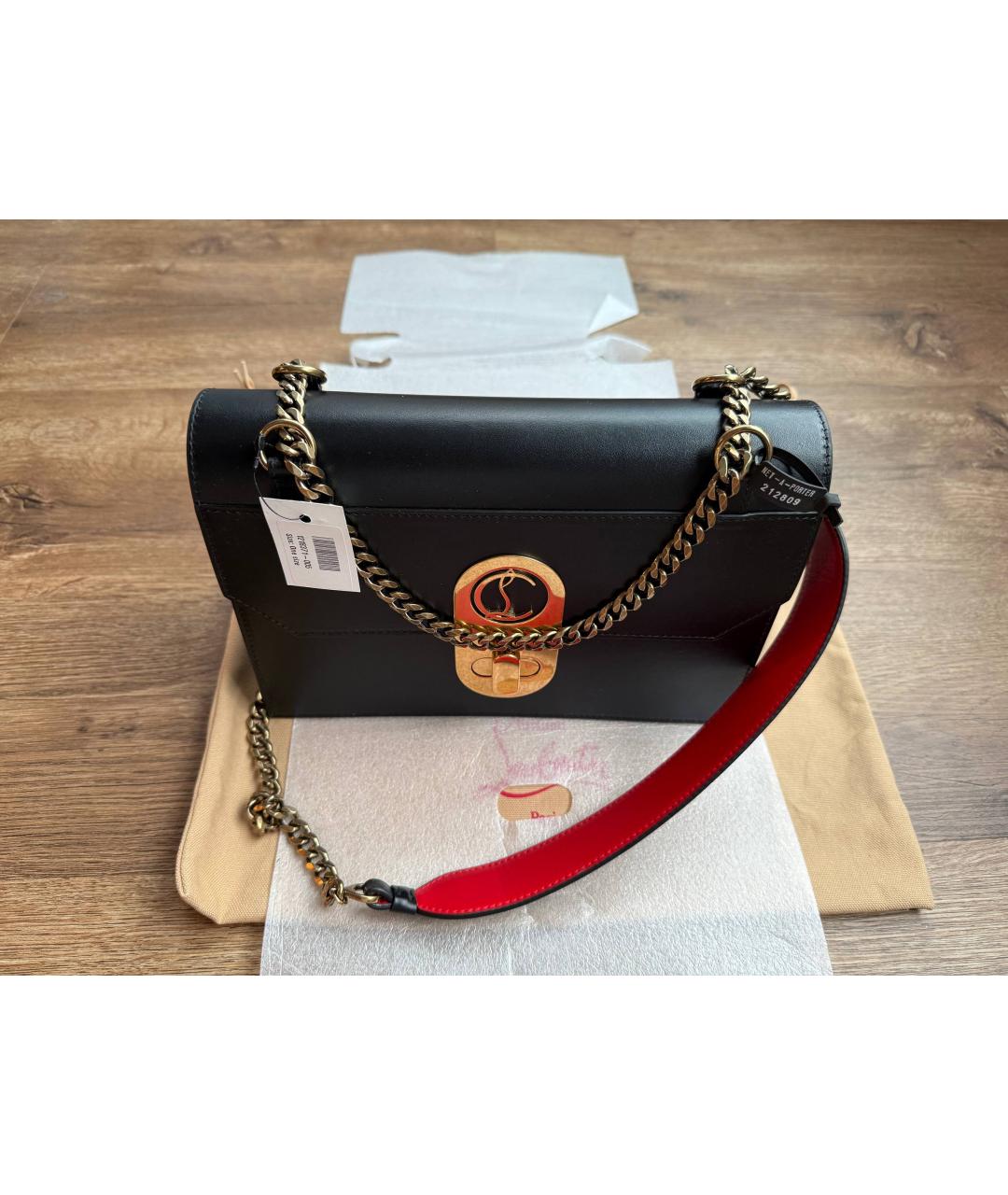 CHRISTIAN LOUBOUTIN Черная кожаная сумка с короткими ручками, фото 8