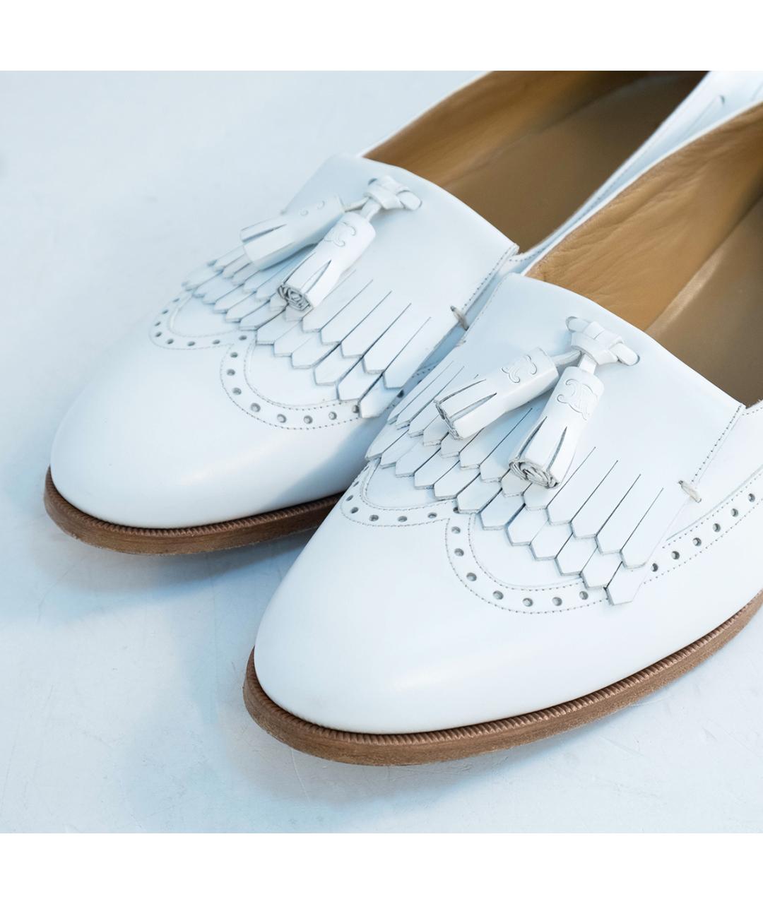 CELINE Белые кожаные лоферы, фото 3