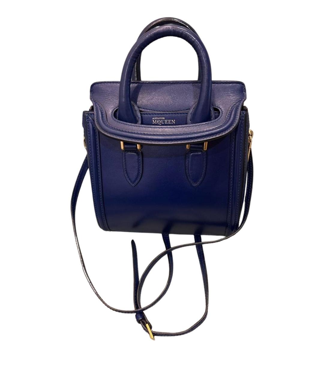 ALEXANDER MCQUEEN Синяя кожаная сумка с короткими ручками, фото 1