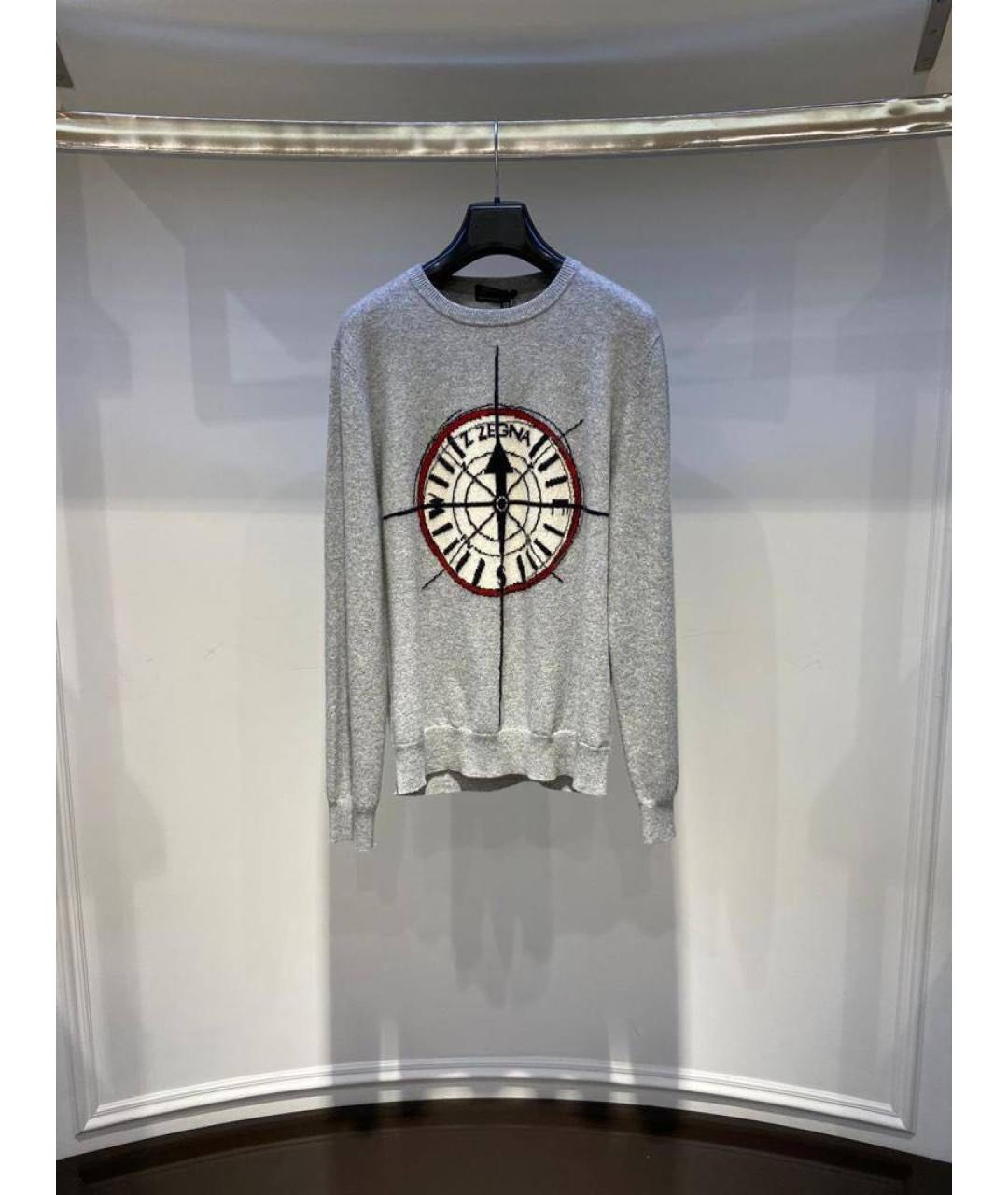 ZZEGNA Серый хлопковый джемпер / свитер, фото 3